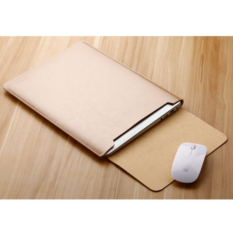 2 in 1 PU Leather Laptop Sleeve with Mouse Pad